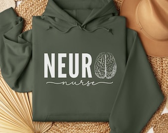 Moletom com capuz para enfermeira neurológica, Moletom personalizado para enfermeira de UTI neurológica, Moletom para enfermeira neurológica, Estudante de enfermagem neurológica, Presente para colega de trabalho, Presente para enfermeira neurológica
