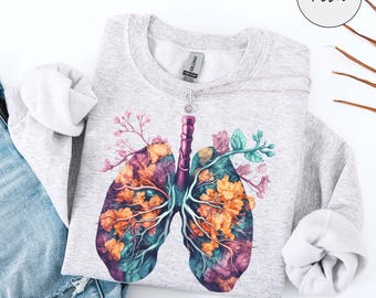 Respiratory Therapist Sweatshirt, Floral Lungs Sweater, Pulmonologist Crewneck Appreciation Gifts, Respiratory Therapy Coworker Gift