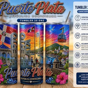 Puerto Plata PNG Tumbler 20oz | Dominican Republic Tumbler Wrap | Diseño Dominicano para Sublimación | Archivo Digital PNG