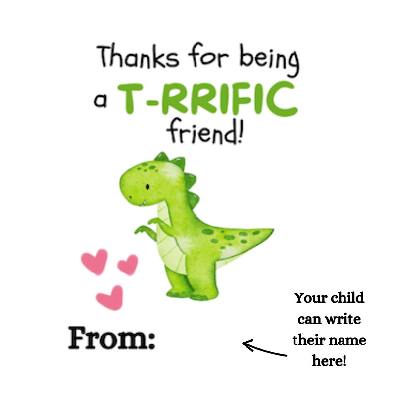 Dinosaur Valentines Card Printable for Kids Digital Download Print at ...