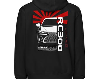 Lexus RC 300 Unisex Zip Hoodie - Rc300 XC10 JDM Zippered Sweatshirt- Lexus Enthusiast Hoodie