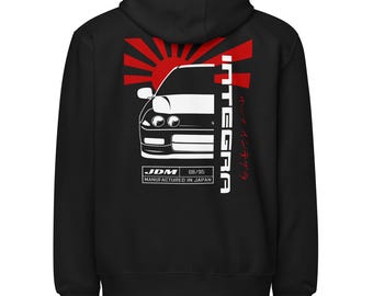 Honda Integra 3rd Gen Unisex Zip Hoodie - Spider Eyes - Acura Integra DC2 JDM Zippered Sweatshirt- Integura Enthusiast Hoodie