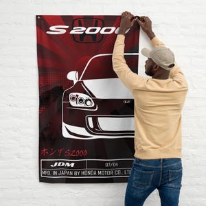 Honda S2000 Flagga - S2000 Banderoll - S2000 JDM Bilgarage Väggkonst - Man Cave Flagga