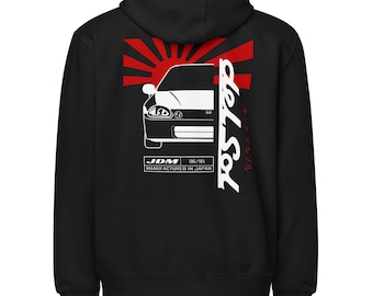 Honda Civic Del Sol Unisex Zip Hoodie - CRX Del Sol JDM Zippered Sweatshirt- Honda Del Sol Enthusiast Hoodie
