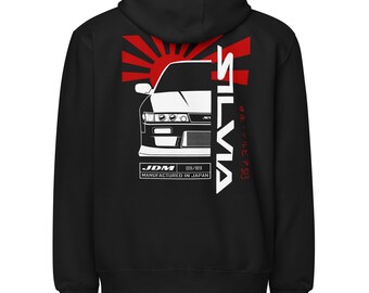 Nissan Silvia S13 Unisex Zip Hoodie - S13 JDM Zippered Sweatshirt- Silvia Enthusiast Hoodie