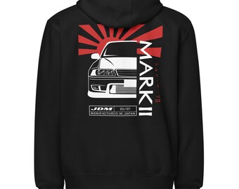 Toyota Mark II Unisex Zip Hoodie - Grand Tourer JDM Zippered Sweatshirt- Toyota JZX100 JDM Enthusiast Hoodie