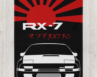 Mazda RX-7 FC Throw Blanket - RX7 Accent Blanket - JDM Car Blanket - Mazda Car Guy Blanket