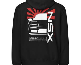 Honda NSX Unisex Zip Hoodie - Acura Nsx JDM Zippered Sweatshirt- Honda NSX Enthusiast Hoodie