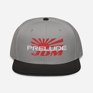 Honda Prelude Unisex Flatbill Hat- Prelude 5th Gen JDM Hat- Prelude Snapback Cap - Car Enthusiast Embroidered Hat