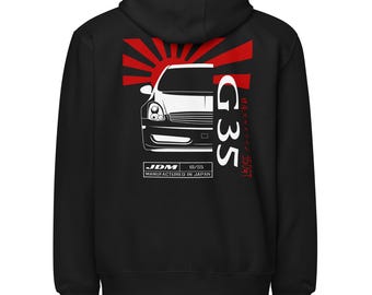 Infiniti G35 Unisex Zip Hoodie - Nissan Skyline 350GT JDM Zippered Sweatshirt- G35 JDM Enthusiast Hoodie