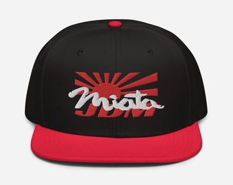 Mazda Miata MX-5 Unisex Flatbill Hat- Mazda Roadster JDM Hat- Miata NA Snapback Cap - Car Enthusiast Embroidered Hat