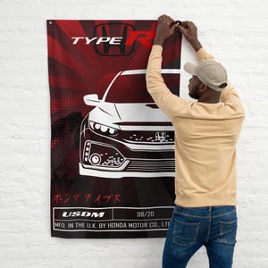&quot;Honda Civic Type R Flagge - &quot;&quot;FK8&quot;&quot; Banner - HONDA Type R 5th Gen JDM Car Garage Wall Art - &quot;&quot;Man Cave&quot;&quot; Flagge.&quot;