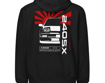 Nissan 240SX Unisex Zip Hoodie - S13 240SX JDM Zippered Sweatshirt- Nissan 240SX Enthusiast Hoodie