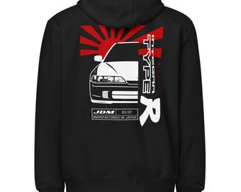 Honda Integra Type R 3rd Gen Unisex Zip Hoodie - Acura Integra JDM Zippered Sweatshirt- Integura Enthusiast Hoodie