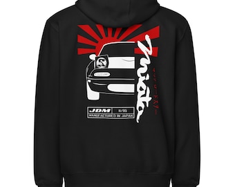 Mazda Miata MX-5 Unisex Zip Hoodie- Mazda Roadster JDM Zippered Sweatshirt- Miata NA Enthusiast Hoodie