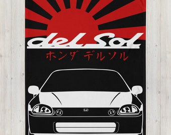 Honda Civic Del Sol Throw Blanket - CRX Del Sol Accent Blanket - JDM Car Blanket - Honda Car Guy Blanket