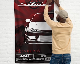 Nissan Silvia S15 Flag- Silvia S15 Cloth Banner- JDM Car Garage Wall Art- Man Cave Flag