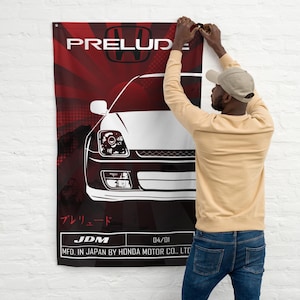 Honda Prelude Flag- 5th Gen Prelude Banner- Prelude JDM Car Garage Wall Art- Man Cave Flag