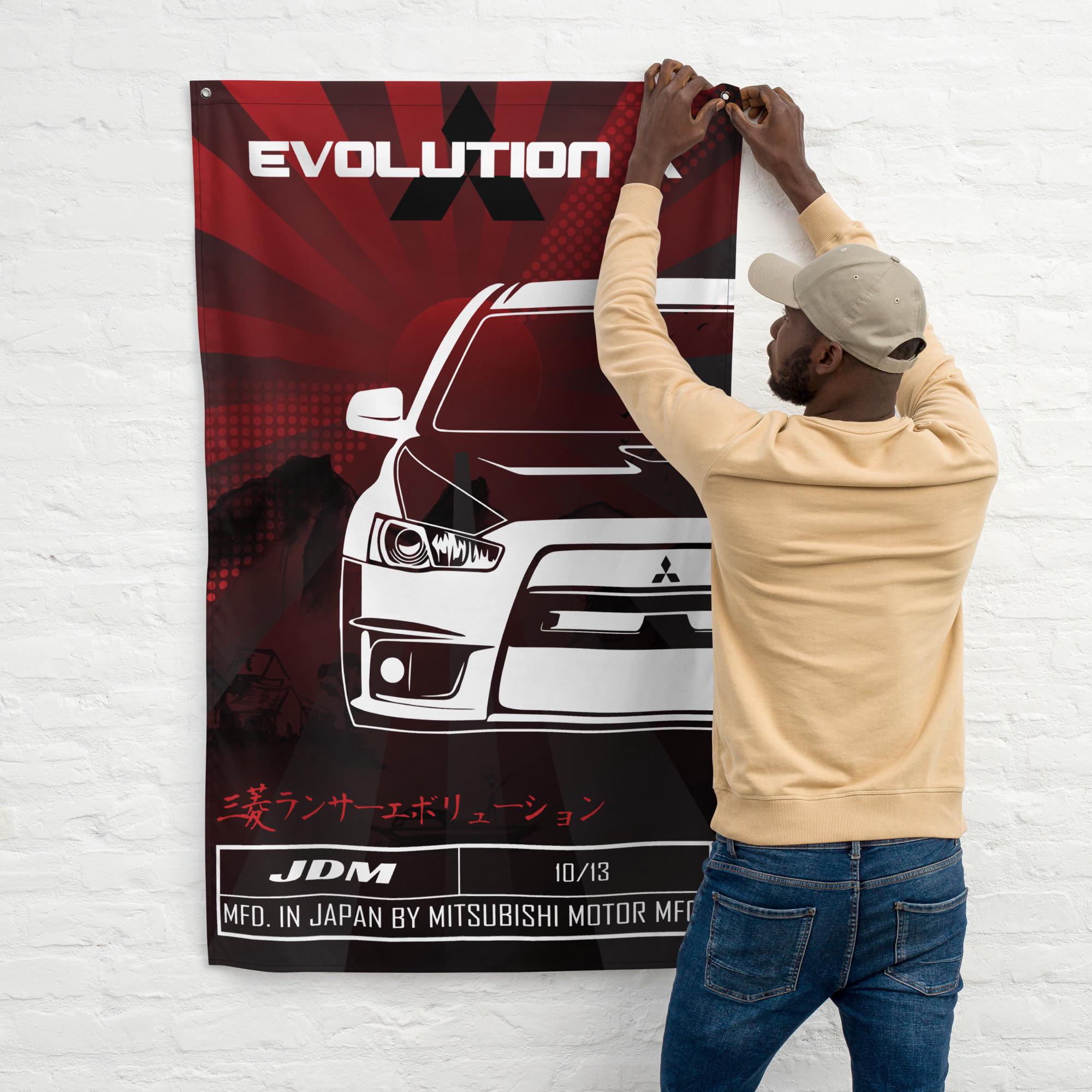 Mitsubishi Evolution X Flag- Lancer Evo 10 Cloth Banner- Evolution