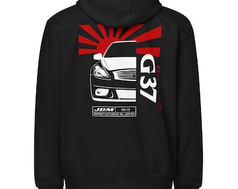 Infiniti G37 Unisex Zip Hoodie - Nissan Skyline 370GT JDM Zippered Sweatshirt- G37 IPL JDM Enthusiast Hoodie