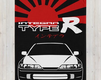 Honda Integra Type R 3rd Gen Throw Blanket - Acura Integra Accent Blanket - Integura JDM Car Blanket - Honda Car Guy Blanket