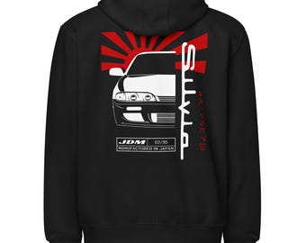 Nissan Silvia S14 Zenki Unisex Zip Hoodie - Silvia JDM Zippered Sweatshirt- S14 Silvia Enthusiast Hoodie