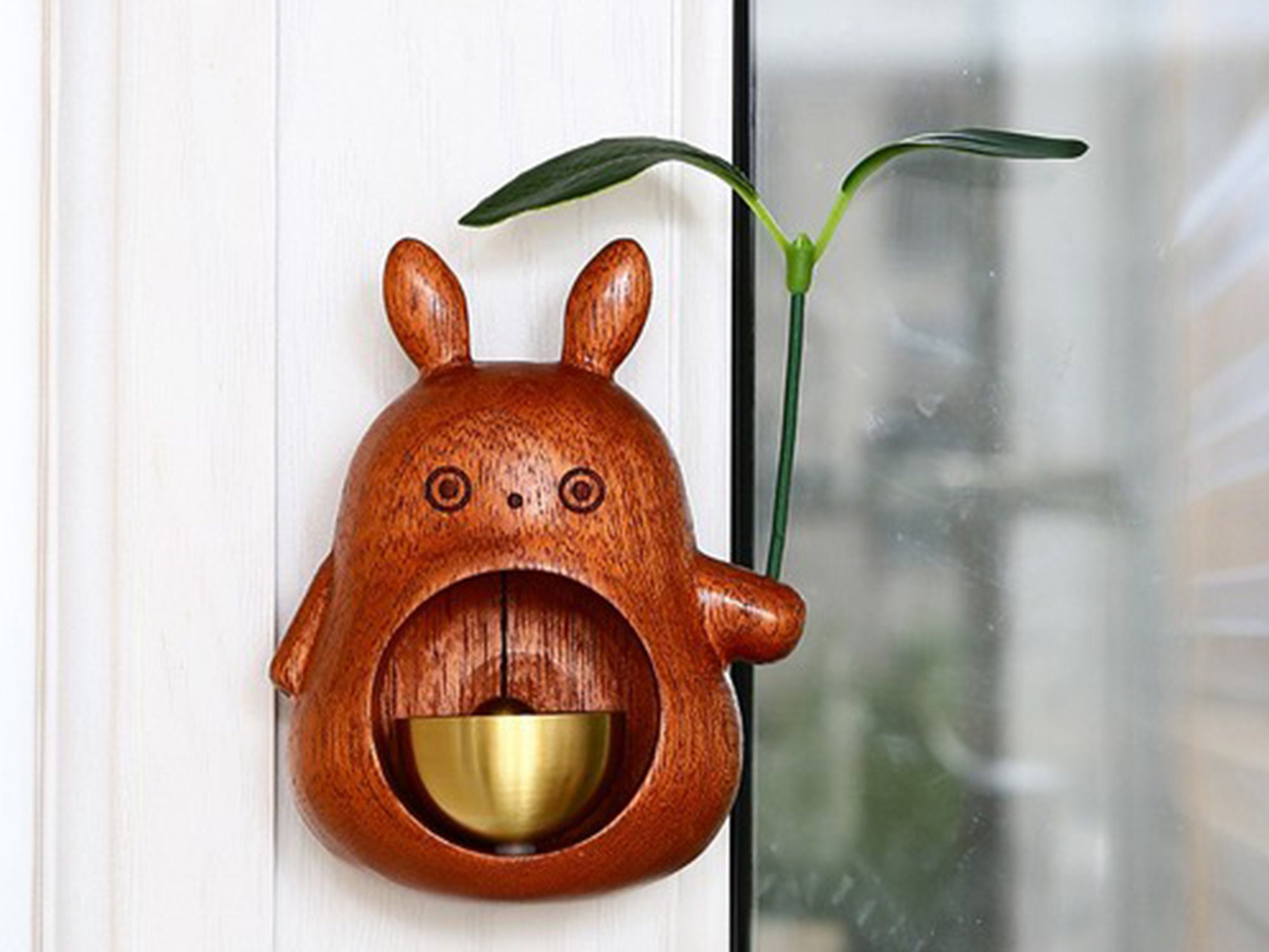 Sonnette en bois Totoro Sonnette en bois faite à la main Sonnette  magnétique Sonnette sans punch -  France