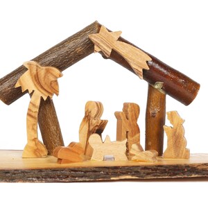 Olive Wood Nativity Scene_ Standing House Grotto