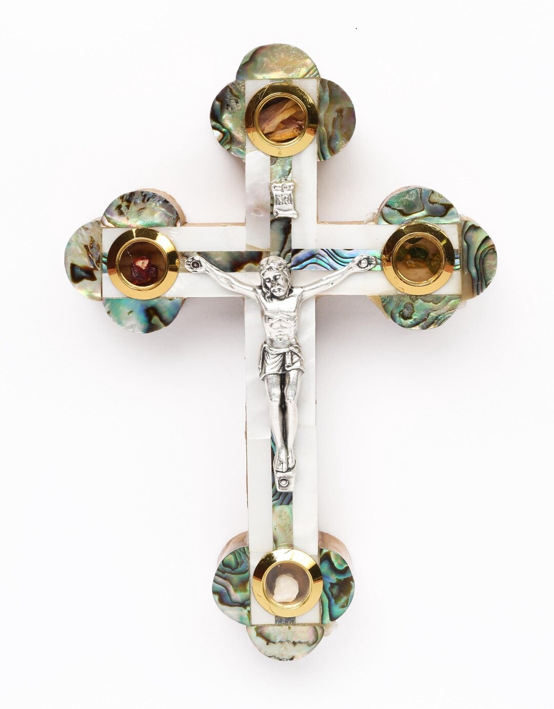 The Shell Rome Abalone Shell Roman Cross With Holy Relics, Silver Crucifix (22cm) - Etsy