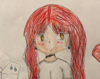 Tiggy's blind bags "Red Hair Girl #1" - detailed drawing