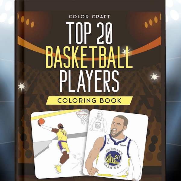 Basketball Coloring Book | INSTANT DOWNLOAD | Top 20 Players | Basketball Fan Gift | Professional Basketball Players | Sports Printables