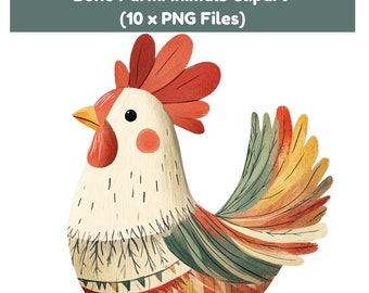 Farm Animals Clipart | Boho Cute Animals | Nursery Elements | Kids Books, Art  | Cute Illustrations | Digital Download | Commercial Use