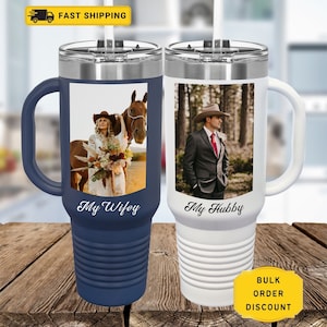 Bride and Groom Gift Photo 40oz Tumbler, Custom Photo Tumbler, Personalized Mug, Family Memories, Christmas Gift