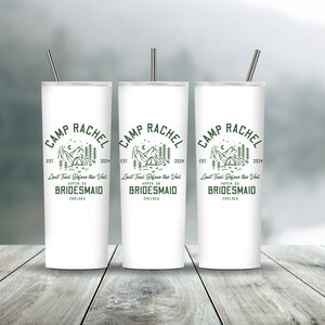 Regalos de dama de honor / Vasos de despedida de soltera del campamento / Último sendero antes del velo Vasos de dama de honor Favor de fiesta / Tazas de despedida de soltera del campamento