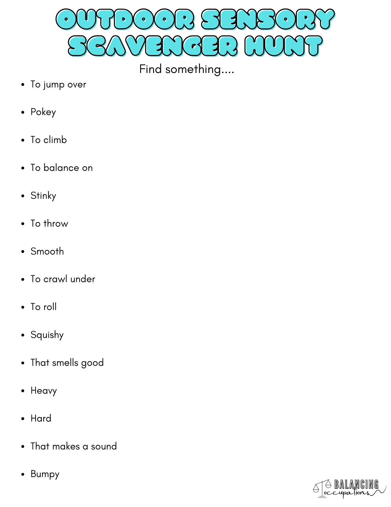 Outdoor sensory scavenger hunt etsy