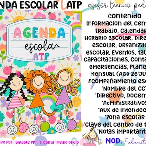 Agenda asesor técnico pedagógico ATP escolar Agosto2026-Julio2027 Archivo PDF listo para imprimir + portada en formato PNG