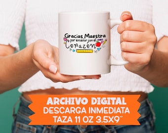 Bonita PLANTILLA para sublimar taza y celebrar al maestro o maestra favorita de nuestra escuela con un detalle especial - Back to school
