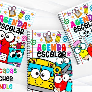 Teachers Cover Bundle, png format ready to print, adjustable for any teacher's school diary/Teachers Cover Bundle
