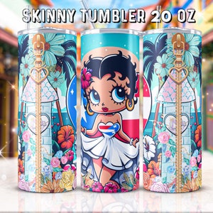 Skinny Tumbler 20 oz Betty Boop, Wrapper 20 oz Puerto Rico, Betty Boop, Puerto Rico Betty Boop, Betty Boop Classic Caricature, File PNG