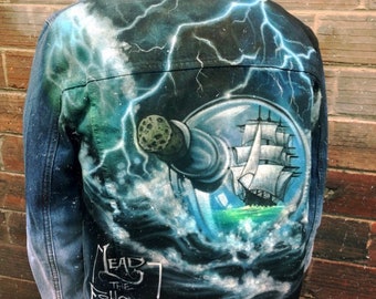 Airbrushed Denim Jacket Size Large