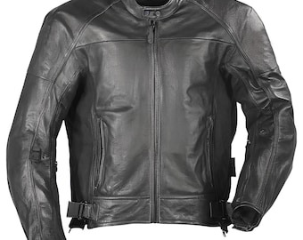 Men's Black Genuine Leather Motorcycle Riding Jacket
