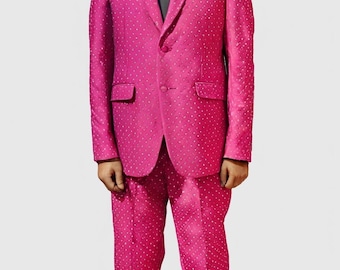 Men’s Classic Ryan Gosling Pink Suiting Fabric Hand Stich Two Piece Suit