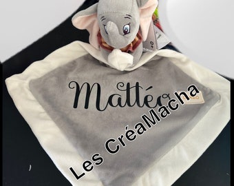 Doudou peluche bébé enfant personnalisé Dumbo