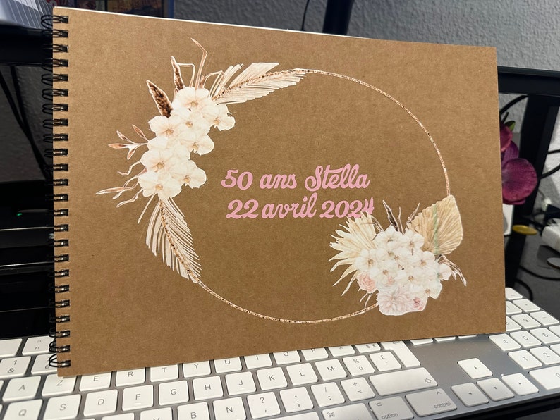 Livre dor personnalisé baptême mariage anniversaire souvenir carnet dor petit mot invités image 6