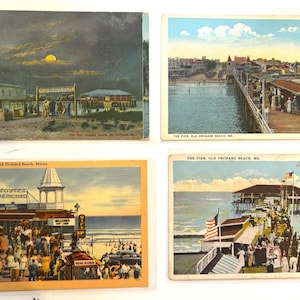 4 cartes postales anciennes inutilisées Old Orchard Beach Maine Pier