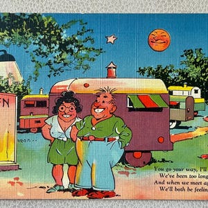 carte postale humoristique vintage avec note écrite au dos des années 40 bel état