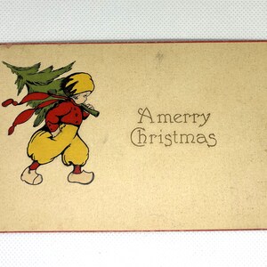 Carte postale de Noël vintage 1913 H L Woehler d'occasion signée avec un timbre de 1 centime