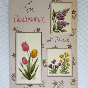Carte florale de Pâques scintillante vintage 1960-1970