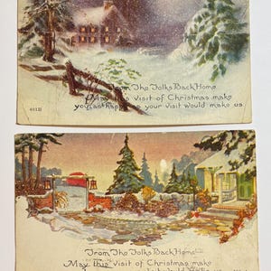 2 magnifiques cartes postales de Noël vintage 1919/20 utilisées avec des timbres Scenic