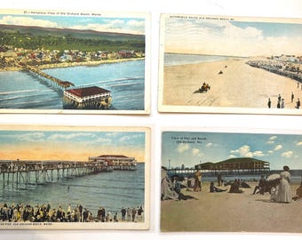 4 Antique USED Old Orchard Beach Maine Pier Postcards postcard